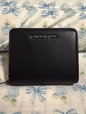 Charles & Keith Black Bi-Fold Leather Wallet
